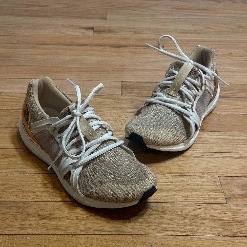 Stella McCartney X Adidas Tan and White Athletic Shoes